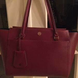 Tory Burch cranberry red tote